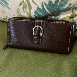 Brown faux leather wallet